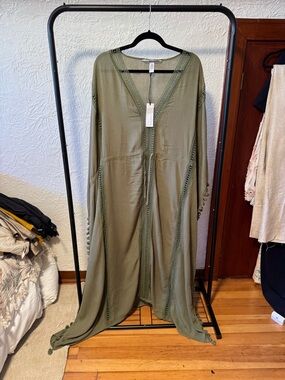 MICHAEL STARS - Long Olive Green Beach cover-up Women's Dress